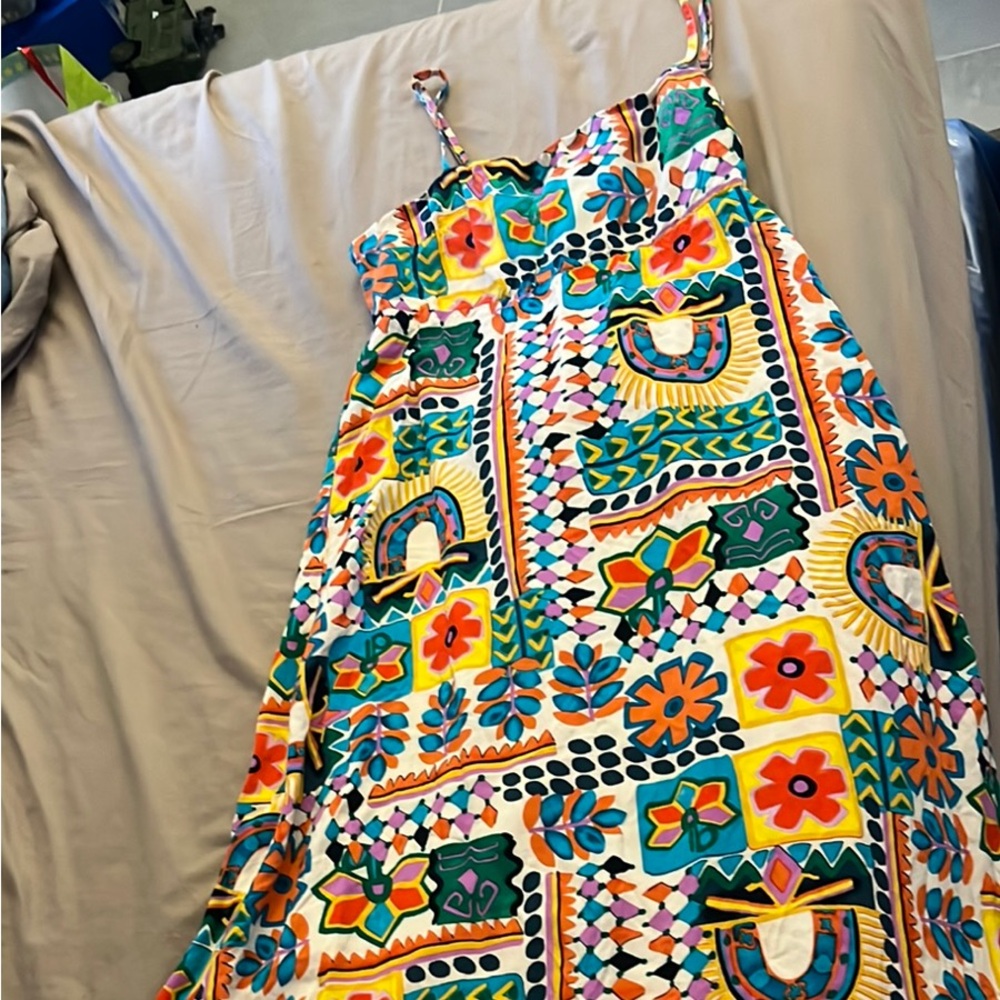 Orange and Yellow Spaghetti Strap Sundress Maxi